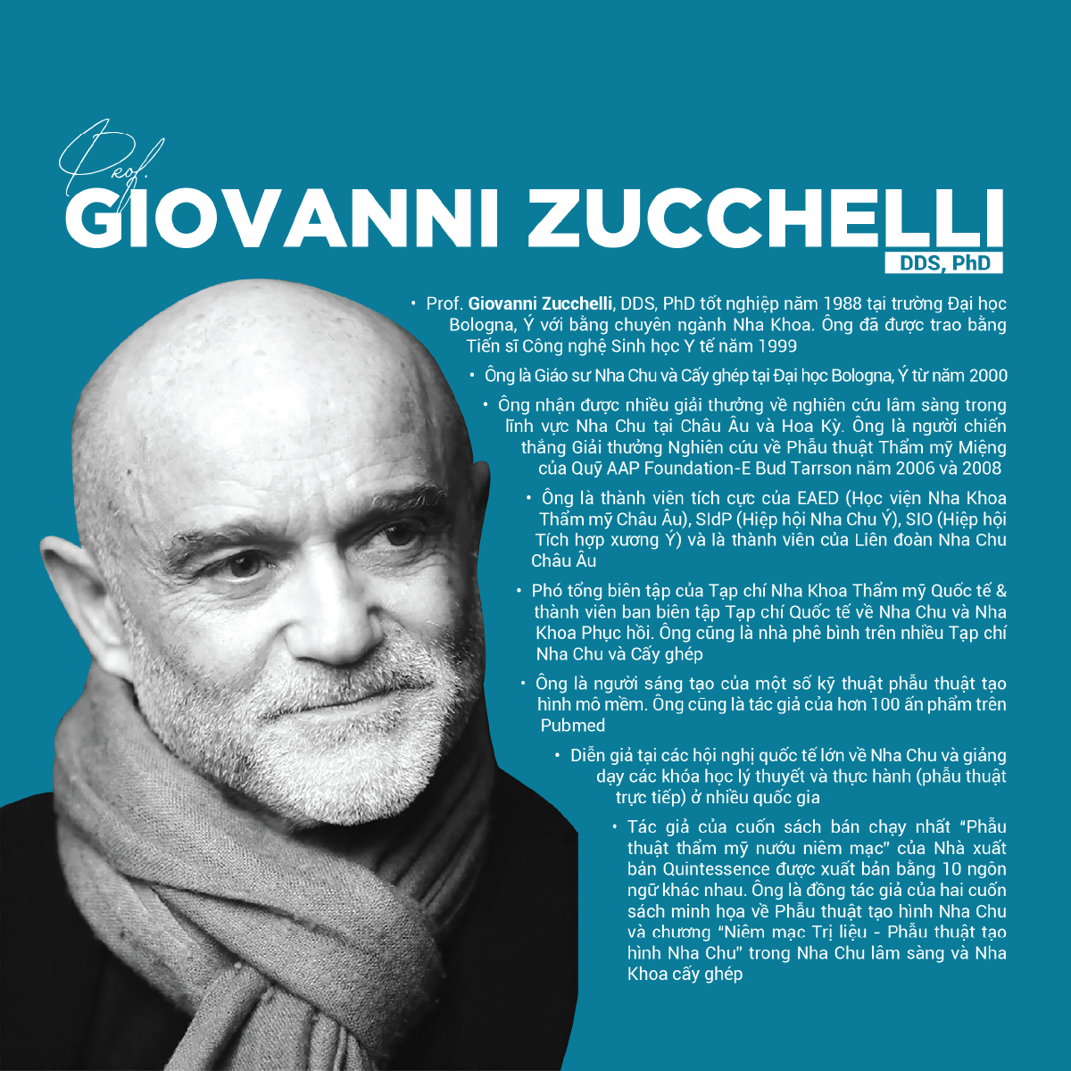 Prof. Giovanni Zucchelli – chuyên gia hàng đầu về Nha Chu tại Đại học Bologna (Ý)