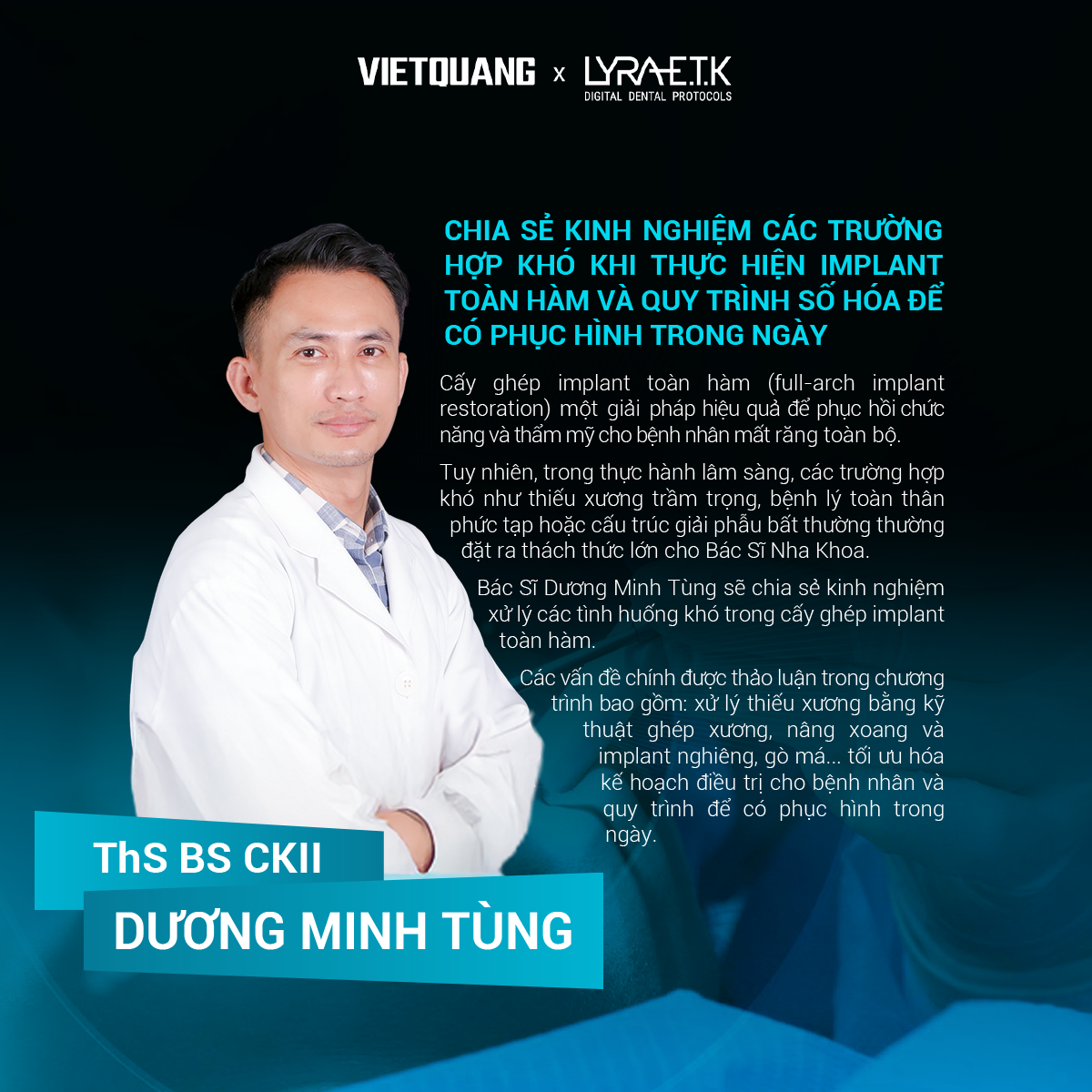 Dr. Dương Minh Tùng tại Talkshow AEA "Nguyên lý và quy trình kỹ thuật số trên Implant ETK và iPhysio"