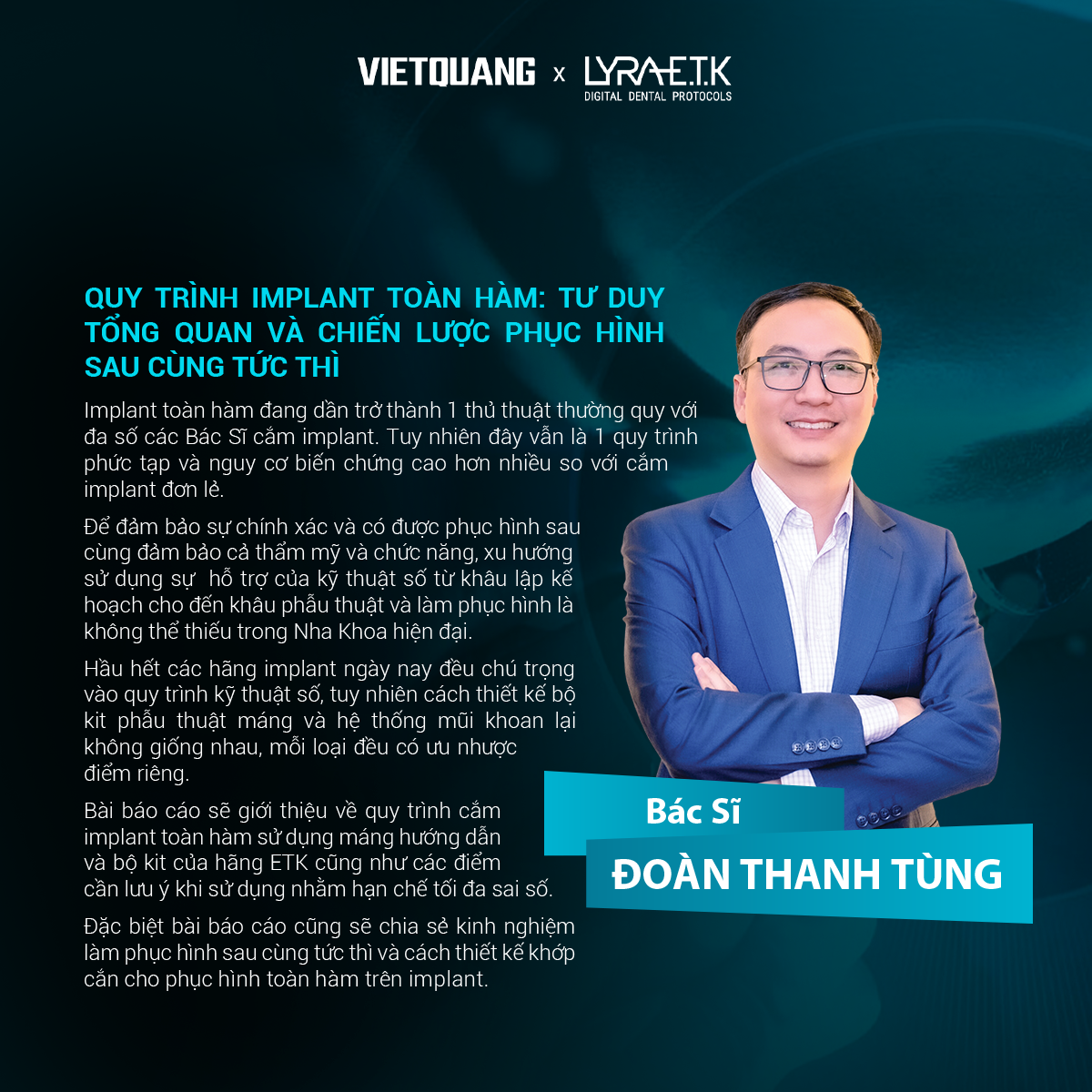 Dr. Đoàn Thanh Tùng tại Talkshow AEA "Nguyên lý và quy trình kỹ thuật số trên Implant ETK và iPhysio"