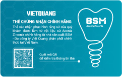 Thẻ chứng nhận chính hãng Aconia BSM mặt sau có mã QR giúp kiểm tra và xác thực nguồn gốc sản phẩm zirconia chính hãng.